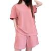 Summer Fashion Loose Short-sleeved Shirt Suit Women's Wide-leg Shorts Casual Sportswear Two-piece Set