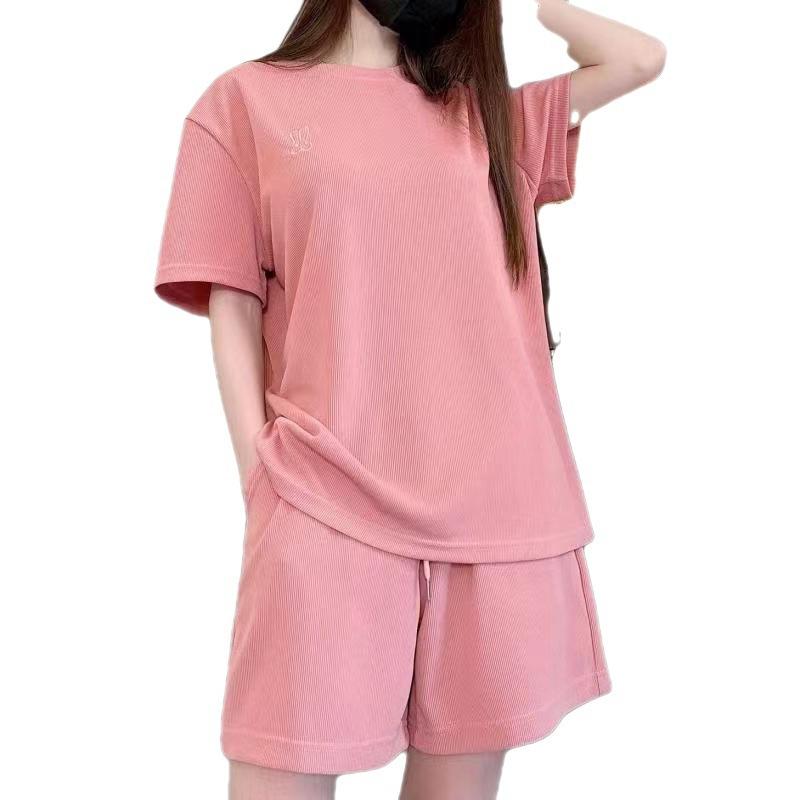 Summer Fashion Loose Short-sleeved Shirt Suit Women's Wide-leg Shorts Casual Sportswear Two-piece Set