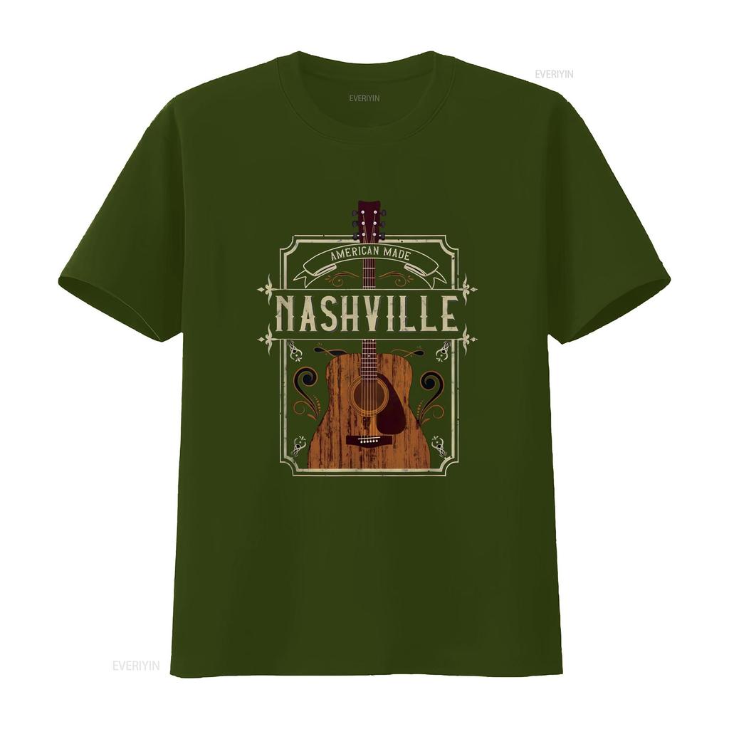 Vintage Guitar Nashville Womens T Shirt Black X Large vintage Washed Casual Breathable homme Versatile Unisex Stretched