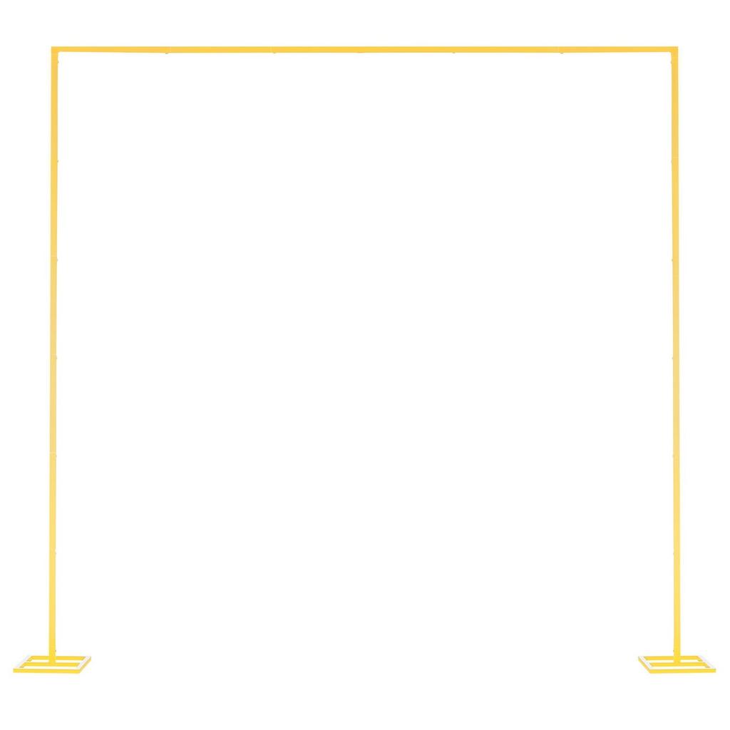 Arch Backdrop Stand, 2.4 x 2.4 m, Stable Structure, Easy Assembly, Square Gold Metal Arch Backdrop Stand for Wedding, Birthday Party, Graduation,