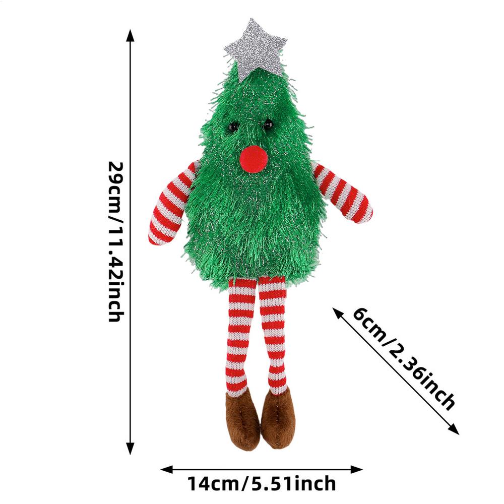 Праздничная плюшевая кукла с длинными ногами, кукла-ёлка, плюшевая праздничная фигурка со светом, украшение для вечеринки, офисного стола, камина зелёный