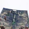ZYLLO Herr Hög Street Oversized Hip Hop Jeans Byxor 3D-tryckta Vintage Denimbyxor Mode Streetwear Målade Raka Jeans
