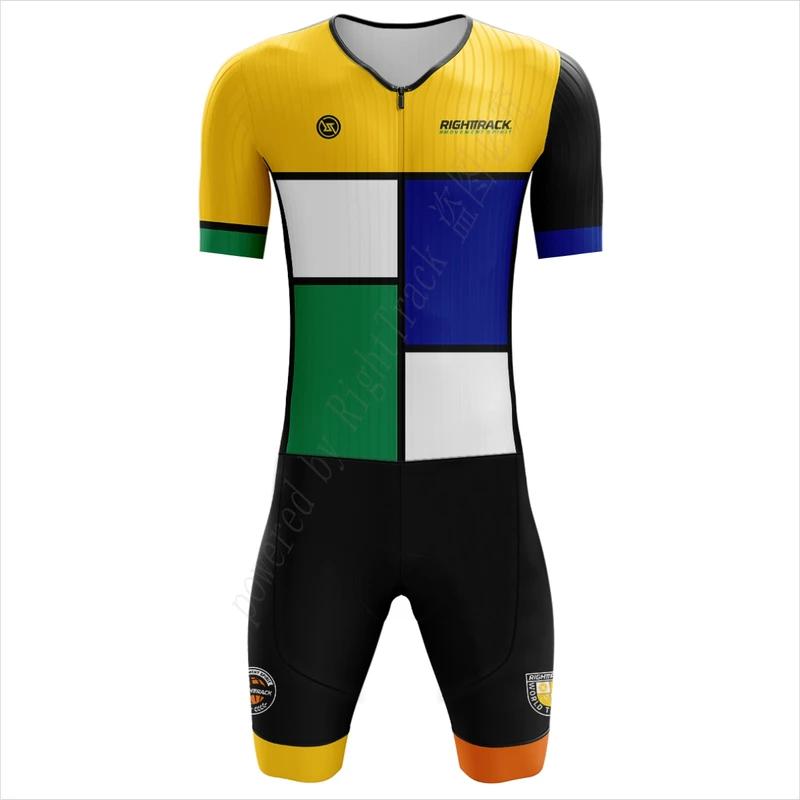 MEN'S Performance Triathlon Trisuit World Championship Short Sleeve Colorful Skinsuit Swimming Summer Breathable Cycling Suit Set 2026