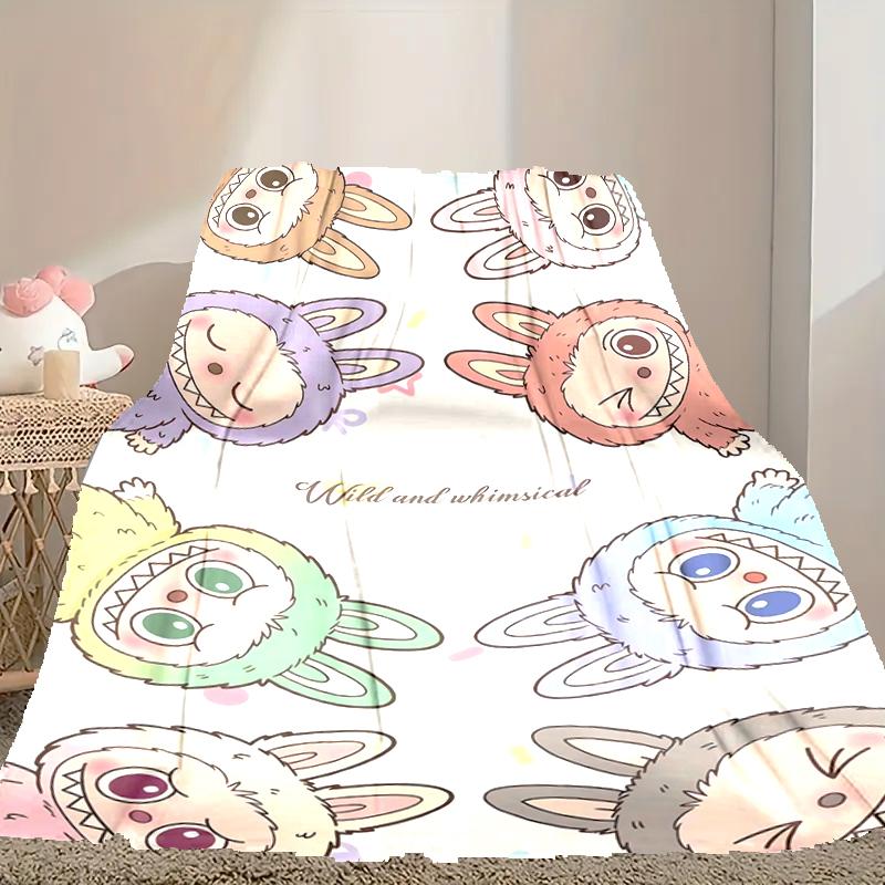 1 Stück LABUBU Decke, Bedruckte Wohndecke - Weiche Decke Geschenk für Familie, Waschbare Sofa-Bettdecke