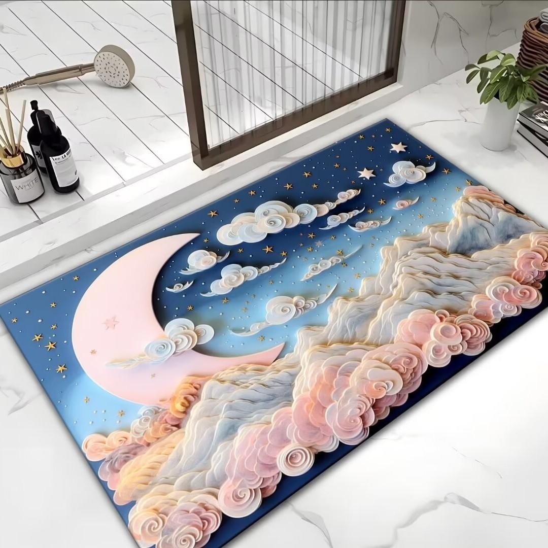 

Домашний коврик для пола с 3D-рисунком, нескользящий коврик для ванны и душа, водопоглощающий коврик для ванной комнаты и прихожей, расширяющийся коврик с цветочным узором 90*160cm