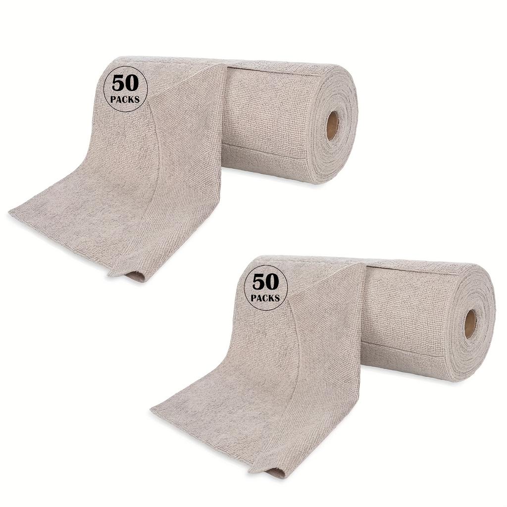 High Quality100pcs Reusable Cleaning Cloths Microfiber Towel Washable Tear Away Cleaning Towels Roll 12× 12 Absorbent Rags Drying Dishcloths For