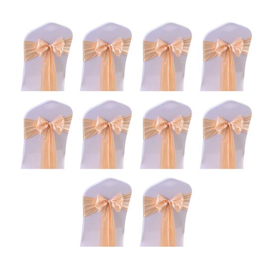 10Pcs Chair Back Flower Satin Chair Tie Bow DIY Bow Tying Banquets Parties Weddings Decoration Chair Styling Accessories