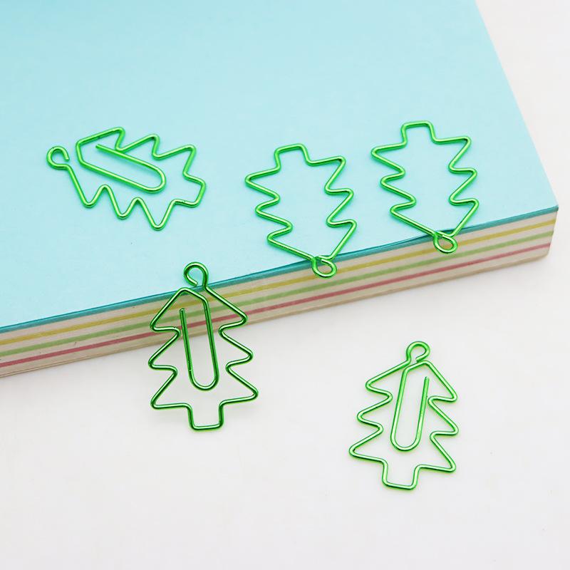 Creative Christmas Tree Paper Clips - Green Metal Binder Clips for Office Stationery and File Organization