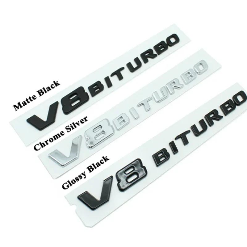 3D ABS Car Fender Side Badge Rear Trunk Sticker Logo C63 V8 BITURBO Emblem For Mercedes-Benz C63 AMG W205 W204 Accessories GP5