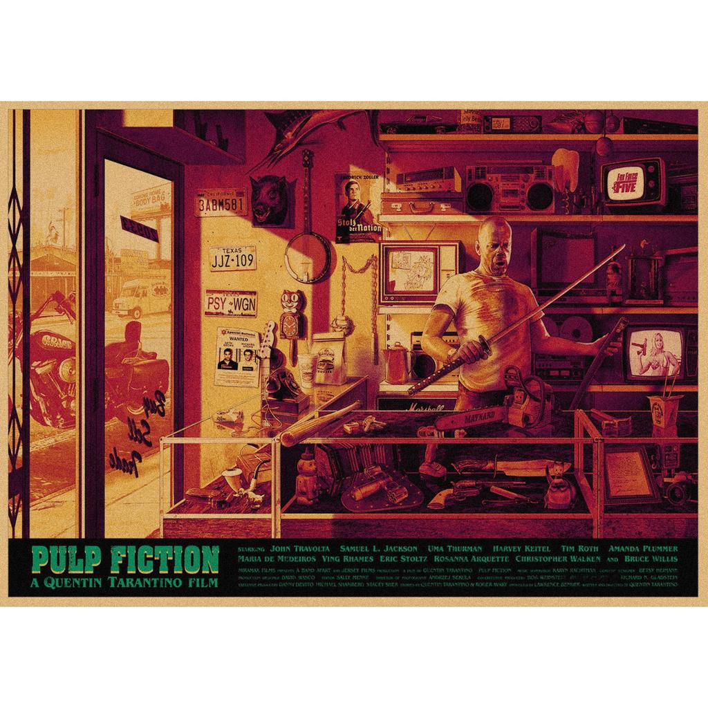 Pulp Fiction Retro Kraft Paper Poster - Classic Bar Wall Decoration