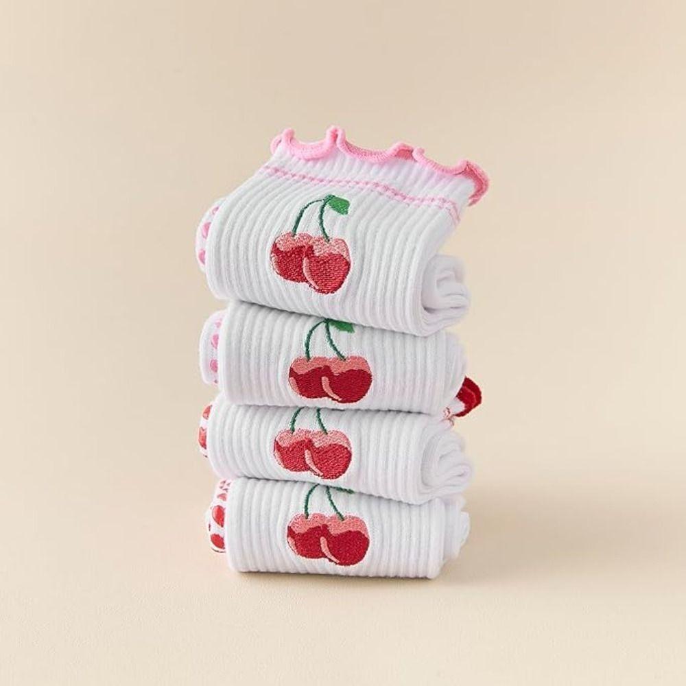 Baumwoll-Pilates-Socken Atmungsaktive Socken mit Kirschstickerei Neue Yoga-Socken