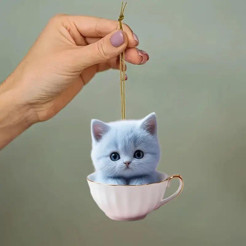 

Acrylic Cat Delightful Car Hanging Decor For Personalized Automobile Interior In Various Hues 3