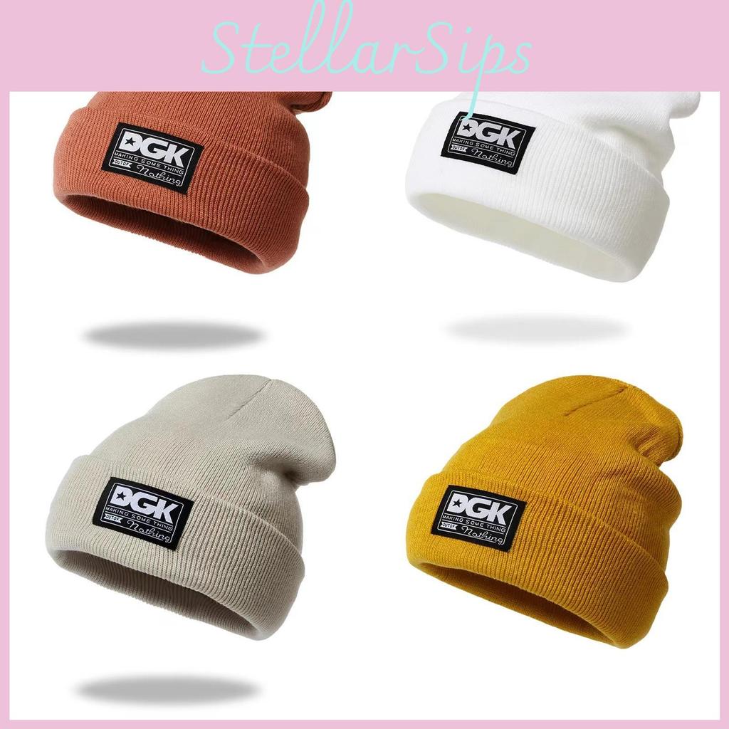 Knitted Hat For Adults With Alphabet Patch Windproof Warm Winter Headgear For Outdoor Skiing