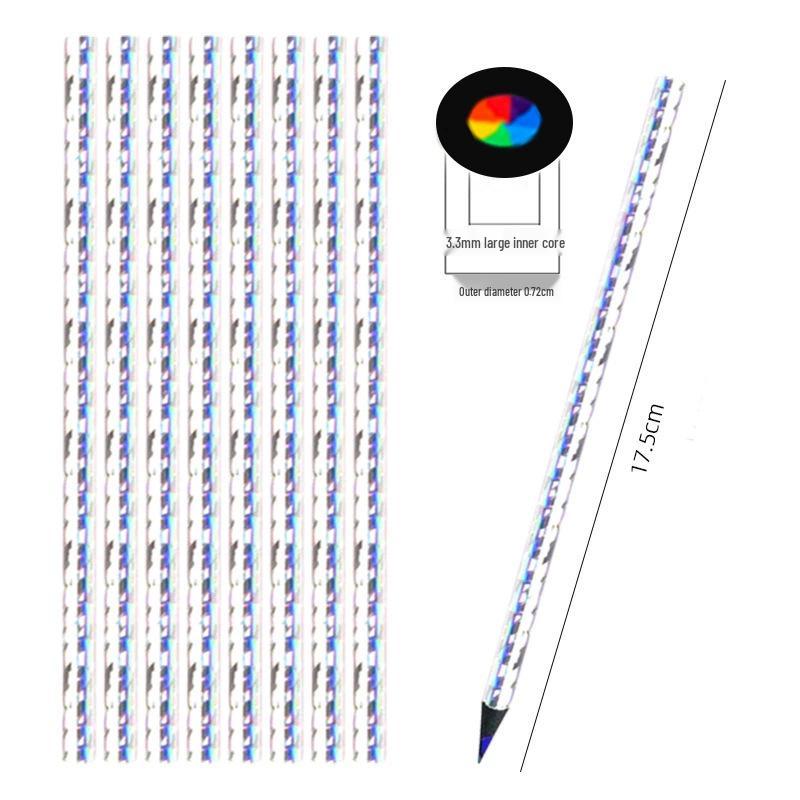 Gradient Rainbow Multi-Color Black Wood Pencil for Students and Children HB