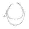 Fashion Cross Pendant Trouser Chain, Cold Style Imitation Pearl Beaded Fringed Waist Chain Pendant