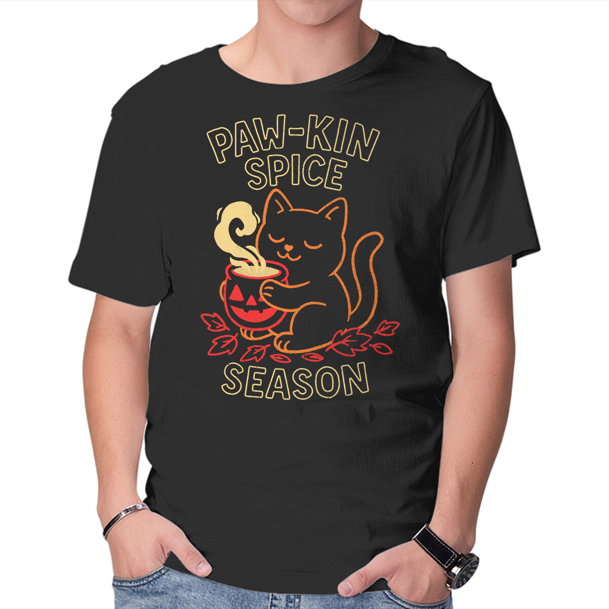 Unisex Crew Neck T-Shirt Paw-kin Spice Season Graphic Short Sleeve Casual Tee M