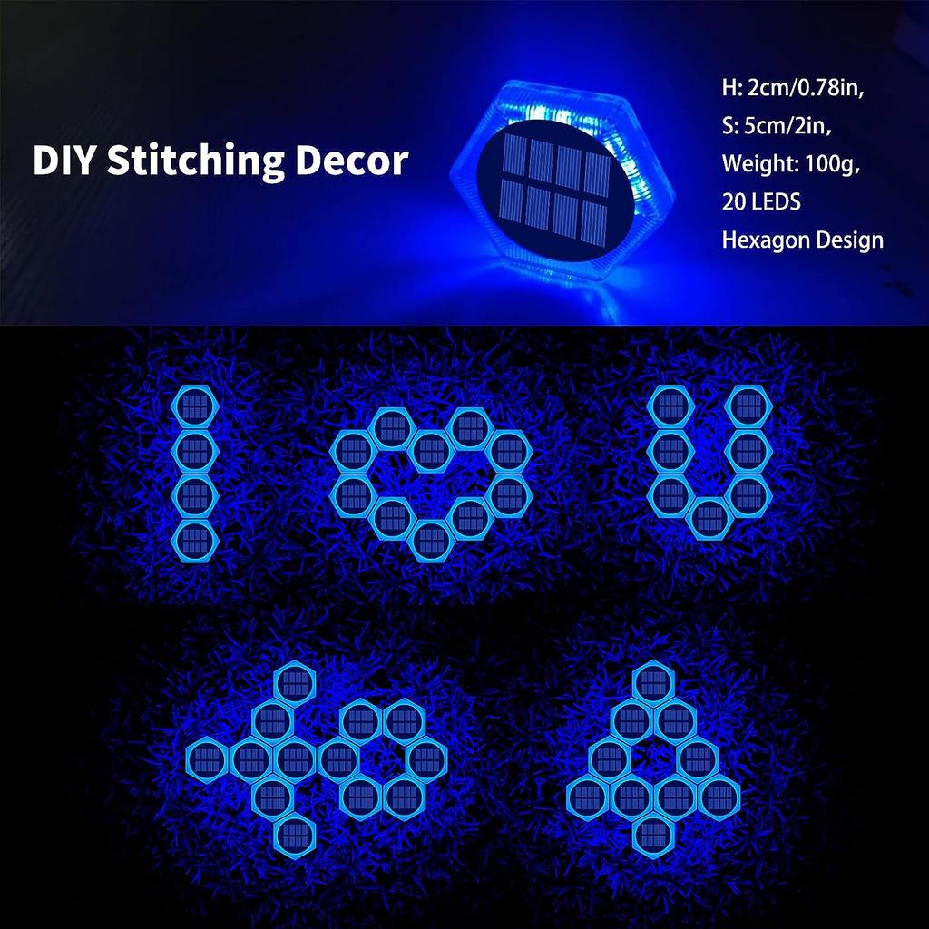 6 Pack Solar Driveway Lights Outdoor IP68 Waterproof Blue Deck Step Lights Solar Stair Lights Stick On Dock Garage Pool Fence