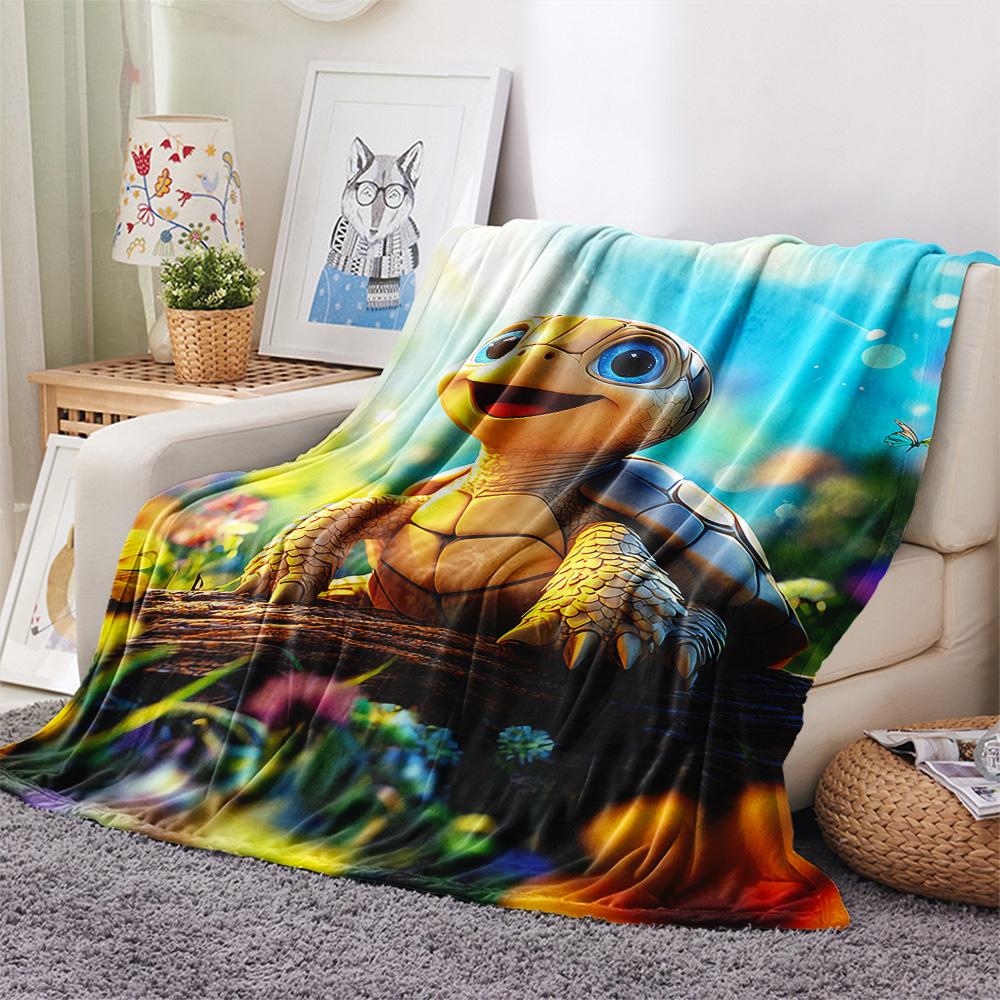 Tortoise Print Flannel Blanket, High quality Comfortable for All Seasons, Home Decor, Warmth and Comfort, Perfect for Christmas Gifts