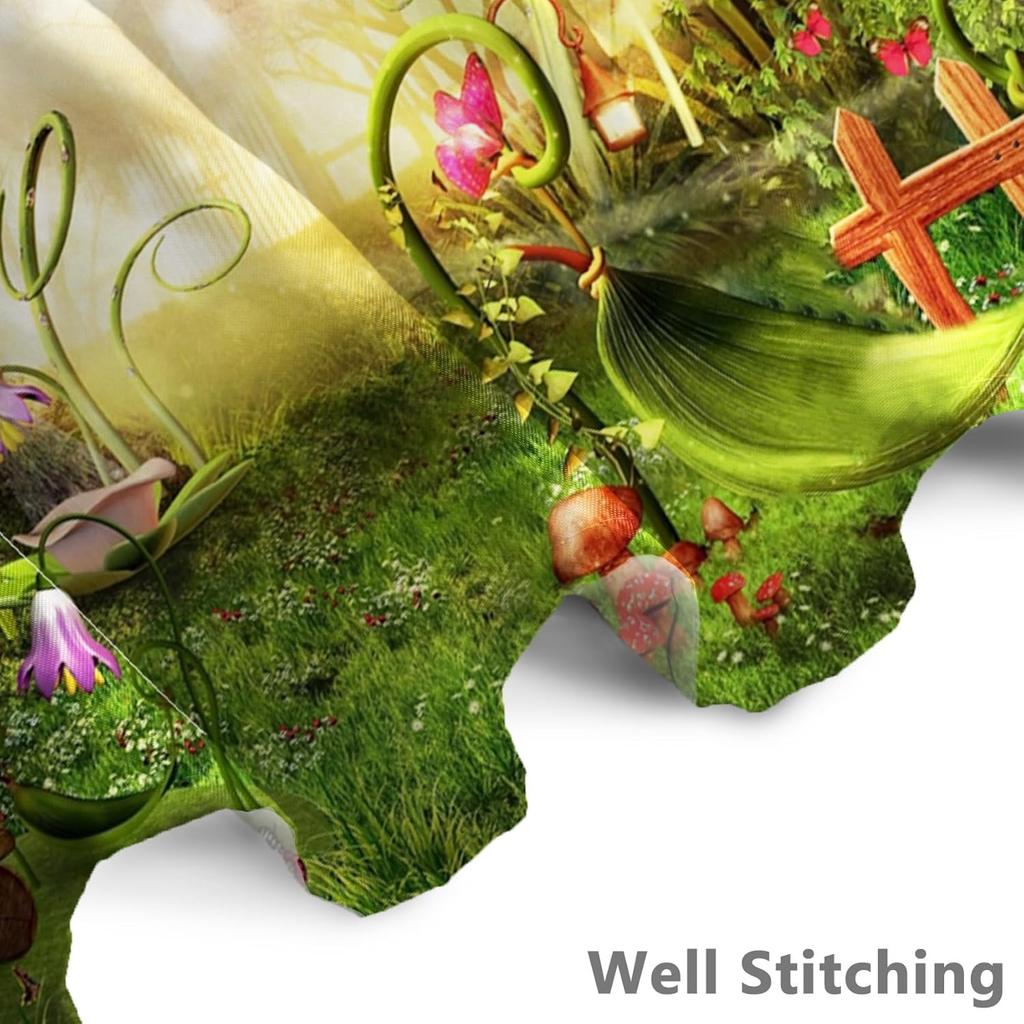 Renaiss 72x72 Inch Enchanted Forest Shower Curtain Fairy Tale Magic Mushroom Trees Flowers Fairytale Wonderland Jungle Shower Cu