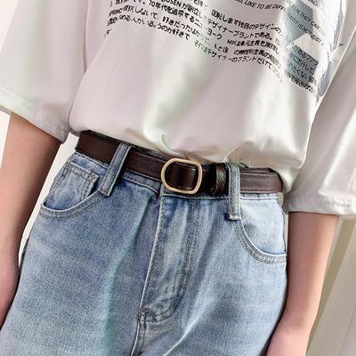 Nichtporöser dünner Damengürtel, einfache koreanische Metallschnalle, Pu-Ledergürtel, Jeans, Kleid, dekorativer Hüftgurt