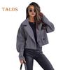Women Fall Winter Coat Short Type Turn-down Collar Solid Color Loose Button Closure Cardigan OL Commuting Jacket Lady Daily Outwear