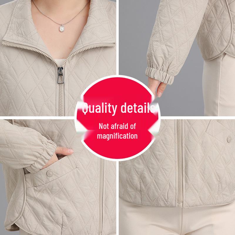 Mother's Day Spring Lapel Jacket - Quilted Fashion Outerwear for Young and Middle-aged Women