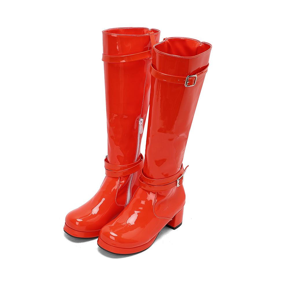 

Красные Желтые Женские Полусапоги на Среднем Квадратном Каблуке Большой Размер 48 39 оранжевый