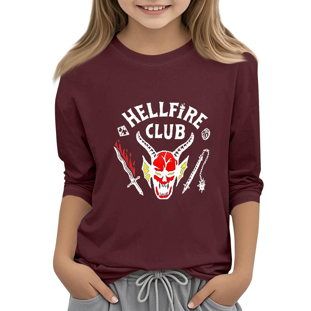 Kinder Mode Dreiviertelärmel Rundhals Bedrucktes Lässiges T-Shirt Top