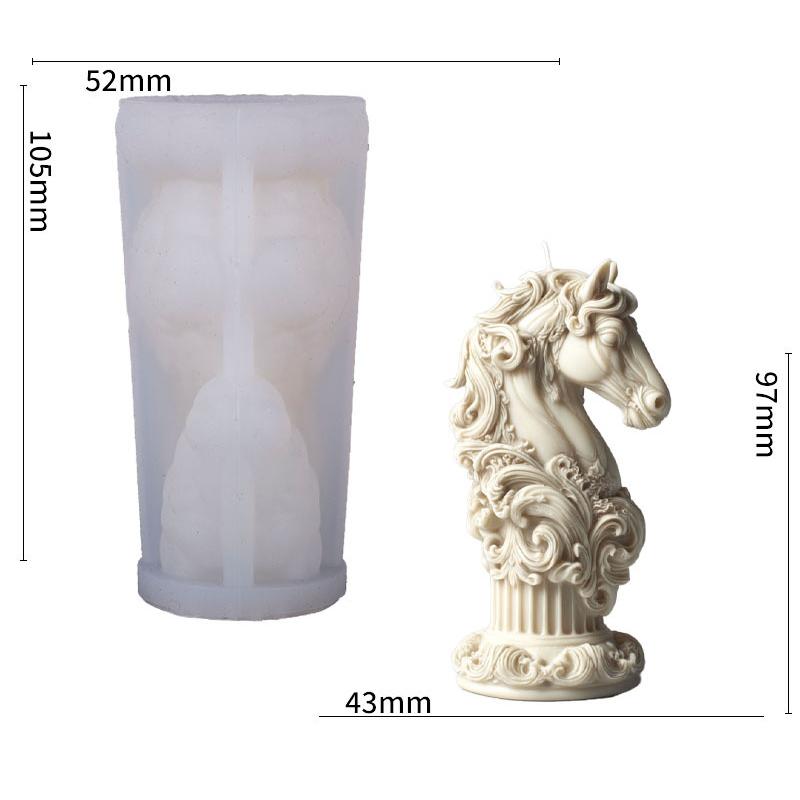 Classical Horse Head Scented Candle Mold Lion King Totem Roman Pillar Silicone Mold DIY Relief Wax Craft Maker for Home Decor