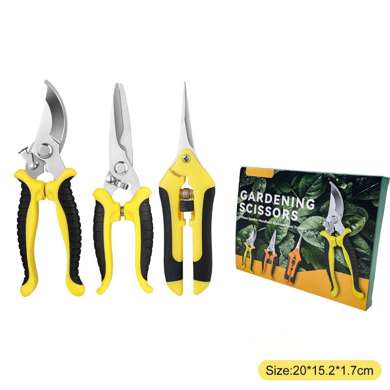 

Набор из 3 шт. секаторов, садовых ножниц, для обрезки ветвей сада, фруктового сада, цветов, многофункциональный инструмент, бытовые ножницы из нержавеющей стали 3 Pcs / Pack жёлтый