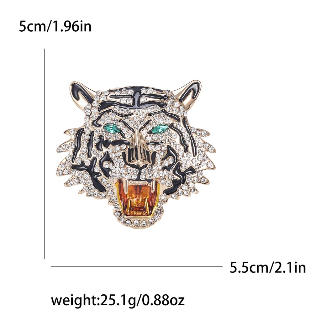 Rhinestone Tiger Head Brooches for Women Unisex Pearl Bear Pins Wolf Lapel Pins Banquet Party Backpack Gifts Jewelry Accessories