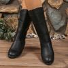New Winter Elegant Fashion Chunky Mid-calf Boots Round Head Sexy Comfortable Side Zipper Fashion Women's Knight Boots