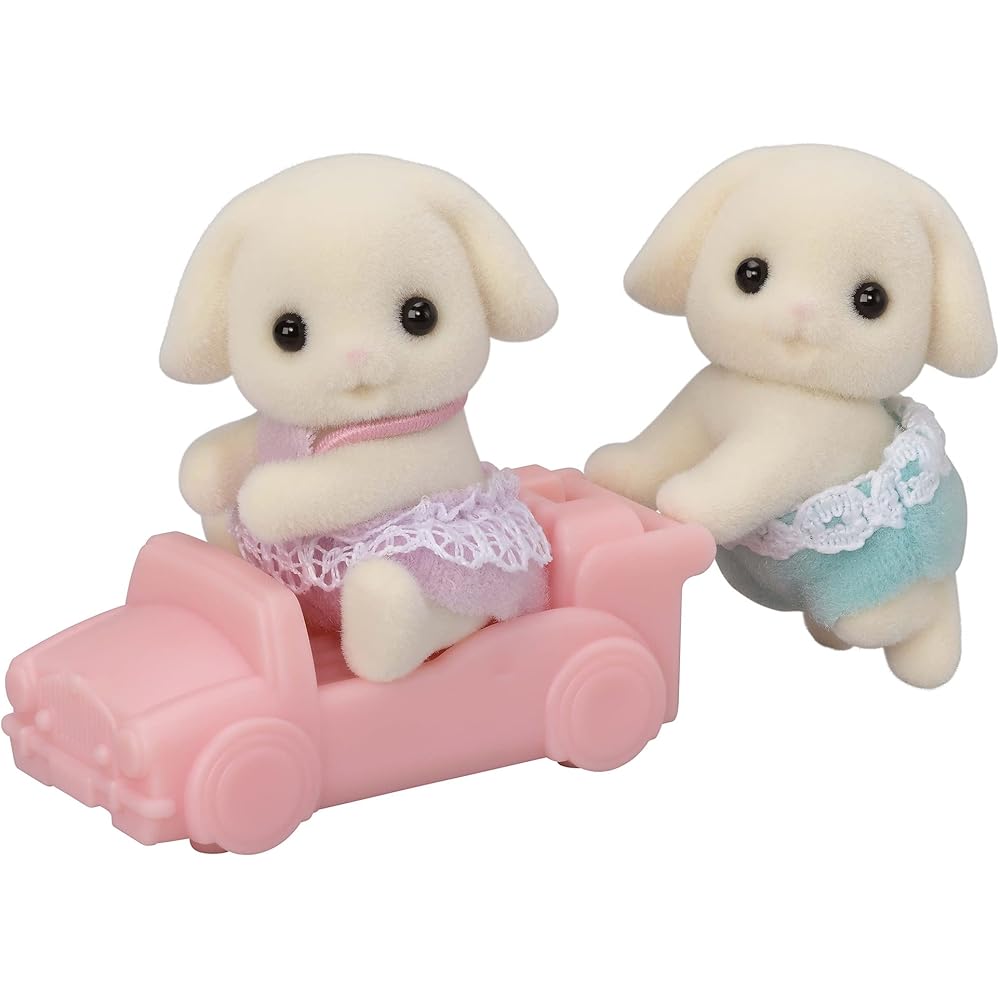 EPOCH Sylvanian Families Flora Rabbit Twin Dolls 3 Years and Up Toy Dollhouse