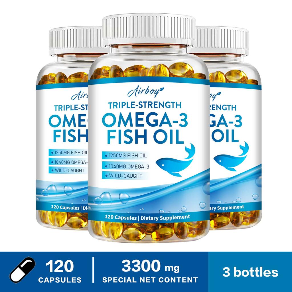 Cápsulas de Aceite de Pescado Omega-3 de Alta Pureza, 1250 mg, Fórmula de Alta Potencia, Para Adultos, Apoya la Salud General