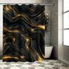 Cortina de Ducha Negra Dorada Brillante de Lujo Diseño Moderno de Olas Para Decoración de Baño