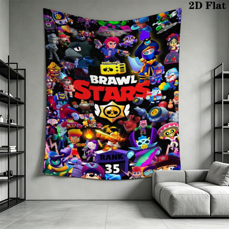 Brawl Stars Wall Tapestry Aesthetic Wall Hanging Printed Fabric Blanket Decorative Tapestries for Bedroom Living Room Home Decor