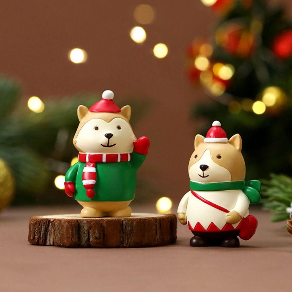 Resin Christmas Animal Figurine Creative Table Decoration Resin Crafts  New Year