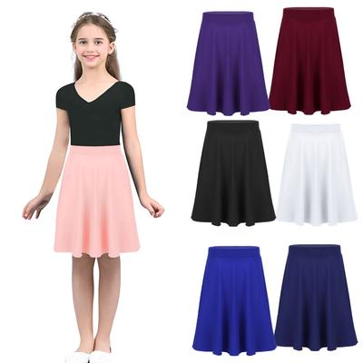 Falda skater modesta de largo hasta la rodilla para niñas grandes, con cintura elástica, vestido casual de verano para la escuela