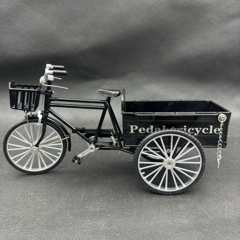 1: 10 Alloy Tricycle Model Toy, Metal Die-casting Retro Bicycle Model  Classic Simulated Freight Tricycles  Model Collection Gif