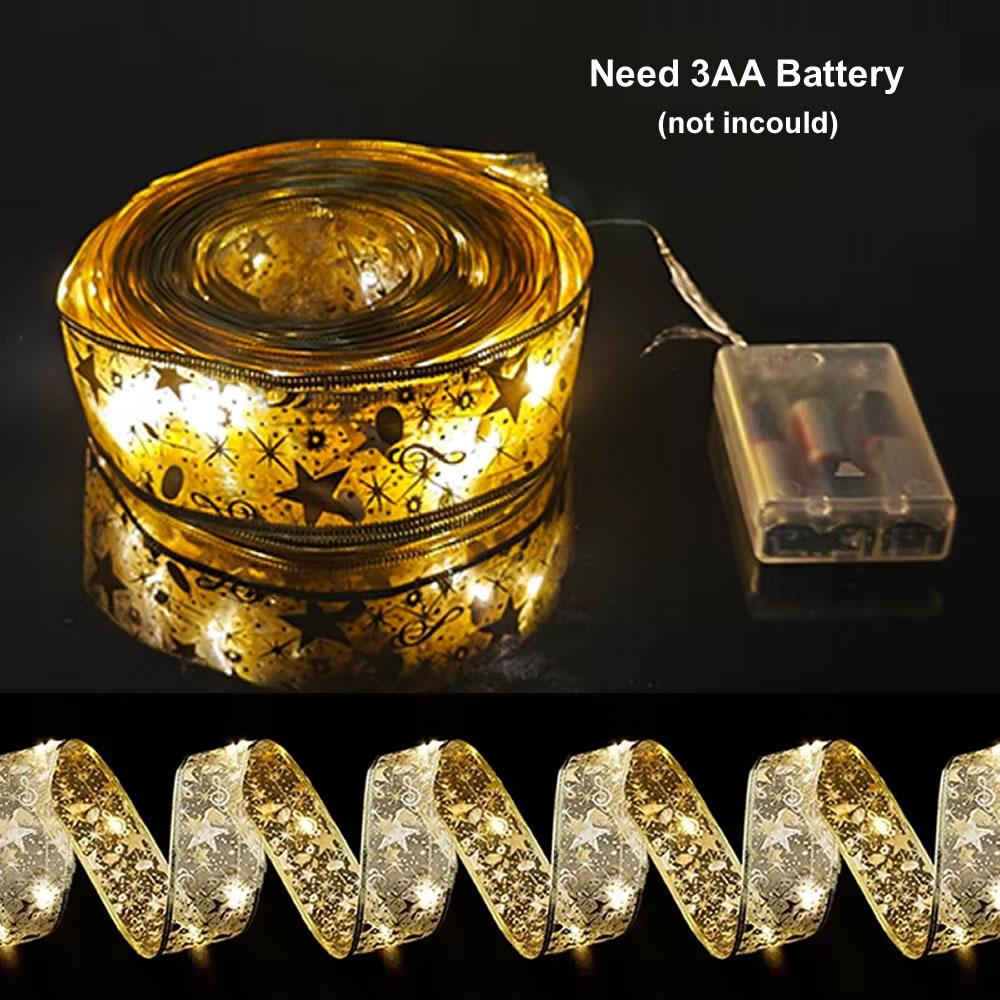 Christmas Ribbon Light Decoration, 3AAA Battery Powered (not Included)