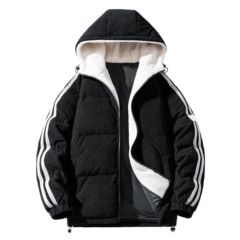 Jacket men's autumn and winter new trendy brand thickened corduroy jacket adolescent Internet celebrity same warm down jacket