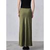 Fashion Style Pure Color Satin Skirt Elastic Waist Hand Grip Pattern Long Skirt Pattern Satin Skirt