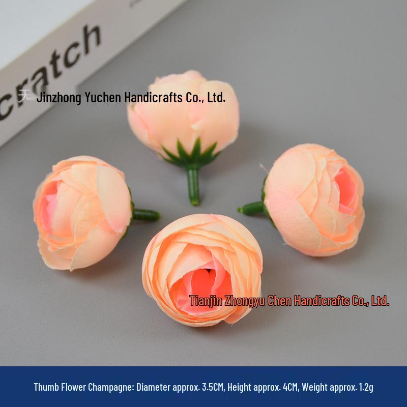 Champagne Silk Imitation Flowers for Hairpins, Hanfu Headdresses, Souvenirs, and Performance Accessories.