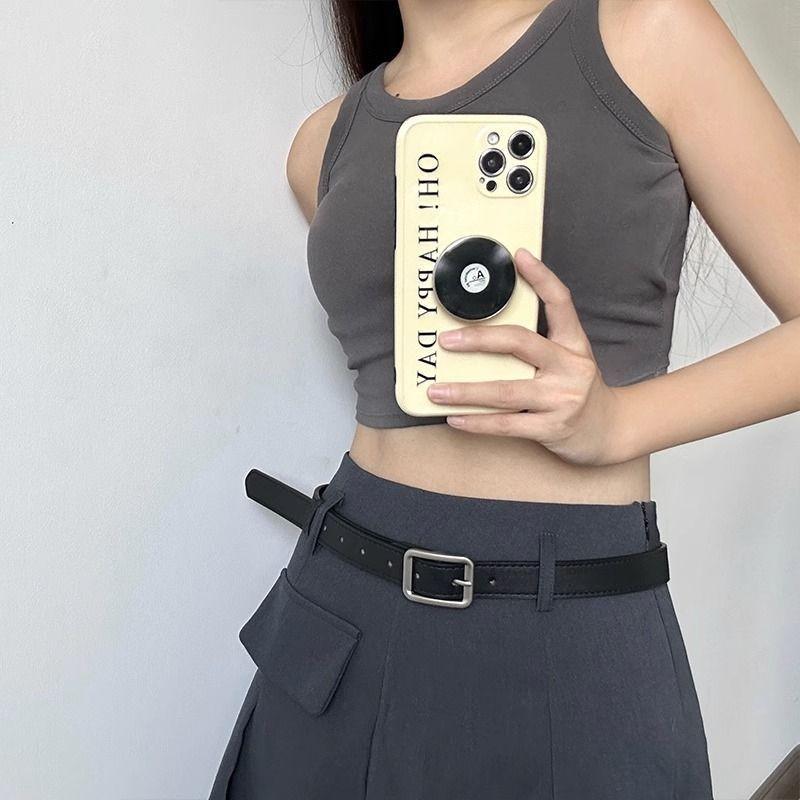 Fashionable Retro Women's Waist Belt Elegant Pu Material Versatile Square Buckle