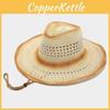 Western Cowboy Hat With Wide Brim Breathable Straw Sun Protection For Outdoor Travel