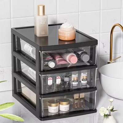 Transparent Plastic Cosmetic Storage Box Drawer Type Makeup Organizer Japanese Style Desktop Beauty Storage for Vanity Desk