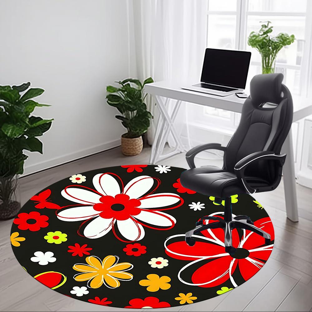1pc Floral Pattern Chair Carpet for Office - Durable, Ideal for Chair Mats, Stylish & Functional Decorative Rug Yy260130037