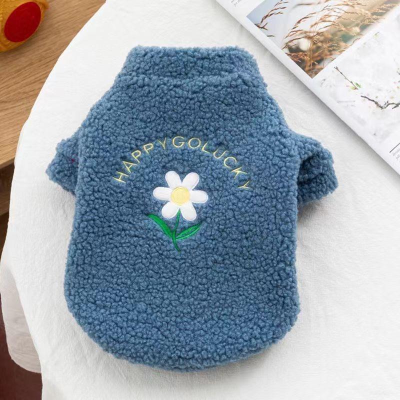 Autumn and winter puppy cute clothes festive little daisy vest teddy bear schnauzer medium and small dog thickened clothes