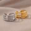 18k Gold Plated Men's Adjustable Geometric Stainless Steel Ring - Korean Style