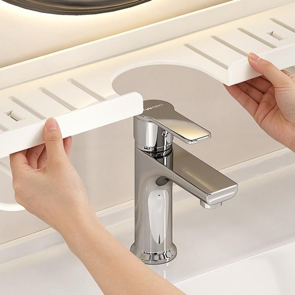 No-Drill Bathroom Storage Rack Large Capacity Rustproof Sink Drying Rack Water Drainage Space Saving Faucet Sink Shelf Washstand